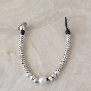 Uno De 50 Silver Beaded Bracelet
